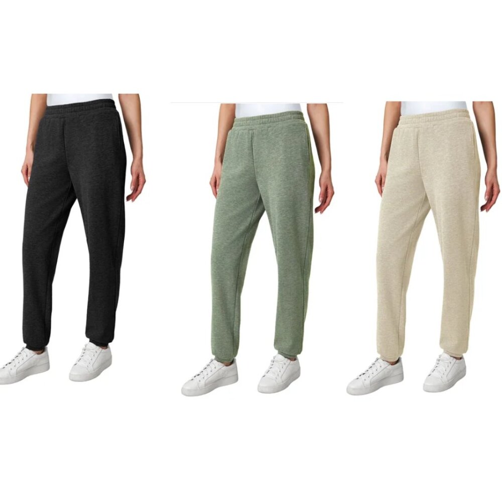 NWT Mondetta Women's Heathered Fleece Jogger Black Green Tan Sz M-3X $60 10HL313